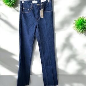 Mango Blue Straight Leg Jeans with Mid-Rise Fit